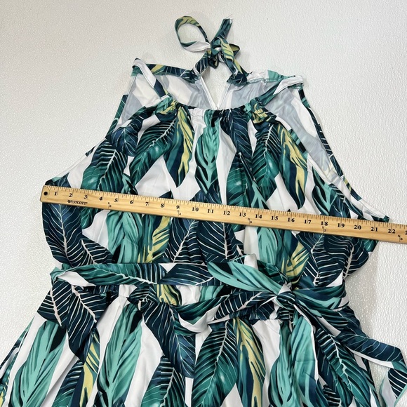 BloomChic Tropical Print Knotted Ruffles Belted Halter Dress Size 22/24 NWT - Picture 6 of 10